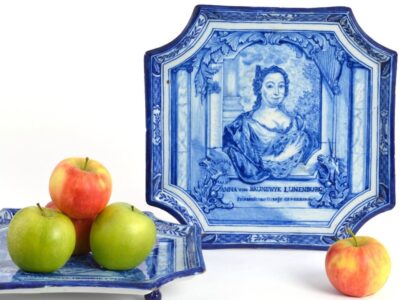 Pair Of Blue And White Royal Portrait Trays Delft, Circa 1750