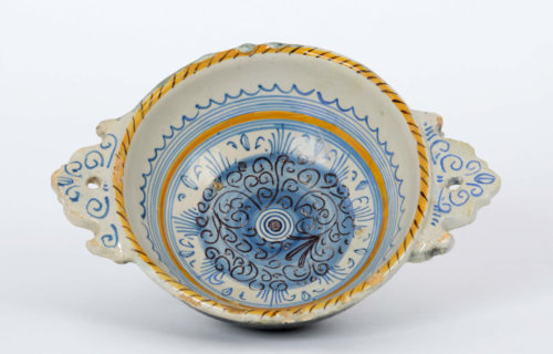 Majolica Bowl. Blue And Orange