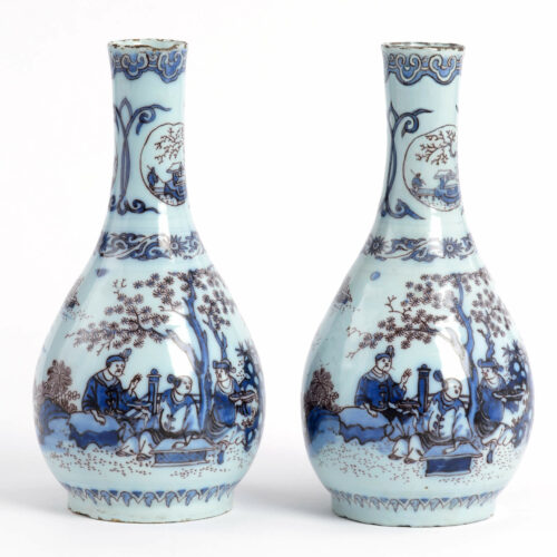 Pair Of Blue And Manganese Vases