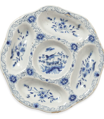 D2344 Blue And White Compartmented Sweetmeat Dish