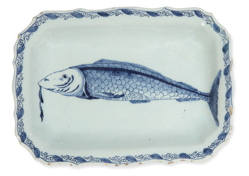 D2555 Pair of Blue and White Rectangular Herring Dishes
